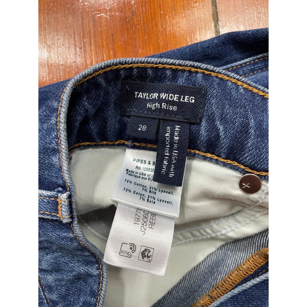 ✨Veronica Beard Womens Taylor Wide Leg Denim Raw Hem Silk Blend Jeans Size 28 - Picture 10 of 11